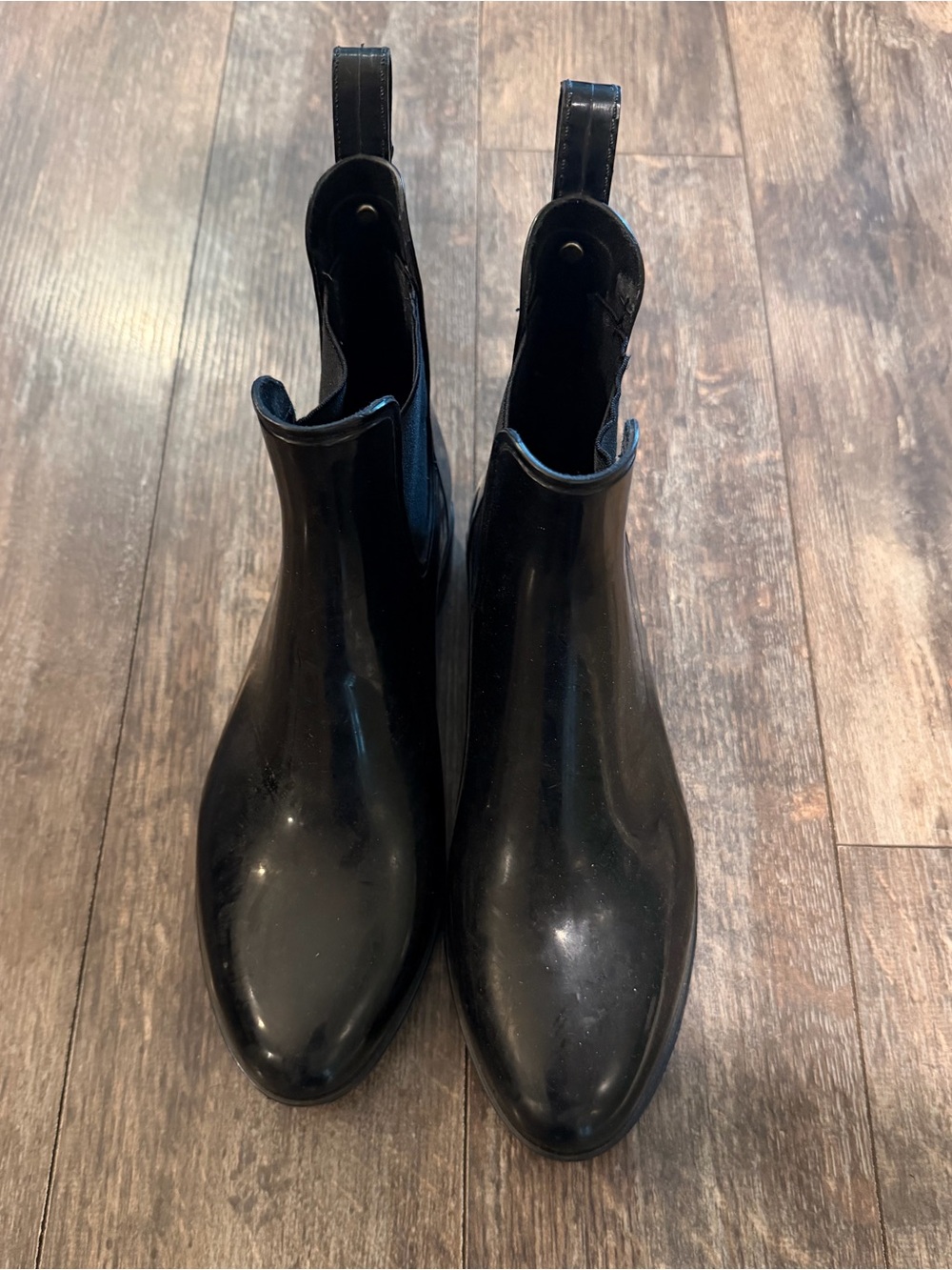 Sam Edelman Black Glossy Chelsea Rain Booties